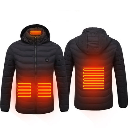 Chaqueta calefactable de invierno con conexión USB, abrigo de algodón eléctrico con cremallera, chaleco térmico para hombre