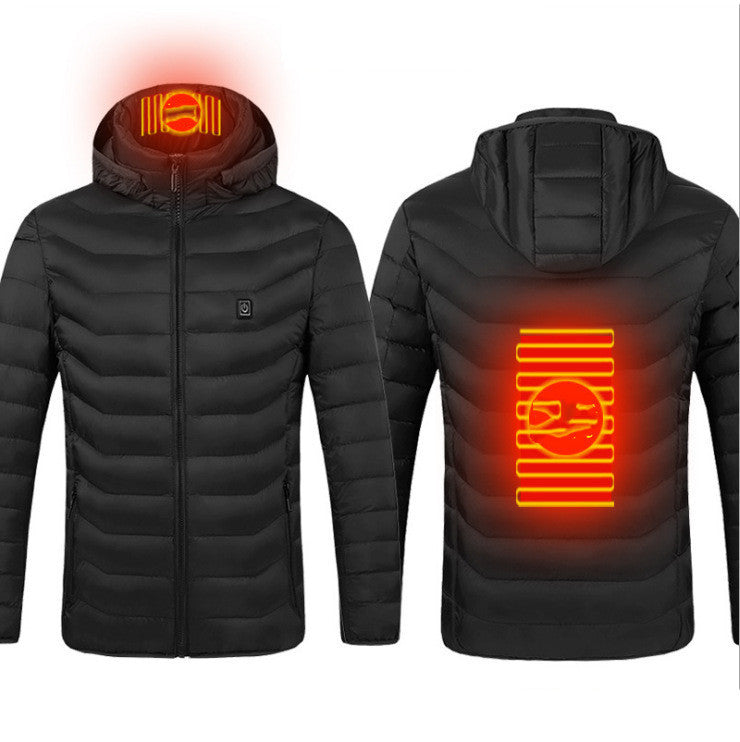 Chaqueta calefactable de invierno con conexión USB, abrigo de algodón eléctrico con cremallera, chaleco térmico para hombre
