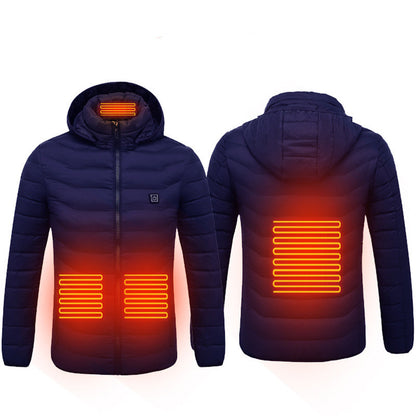 Chaqueta calefactable de invierno con conexión USB, abrigo de algodón eléctrico con cremallera, chaleco térmico para hombre