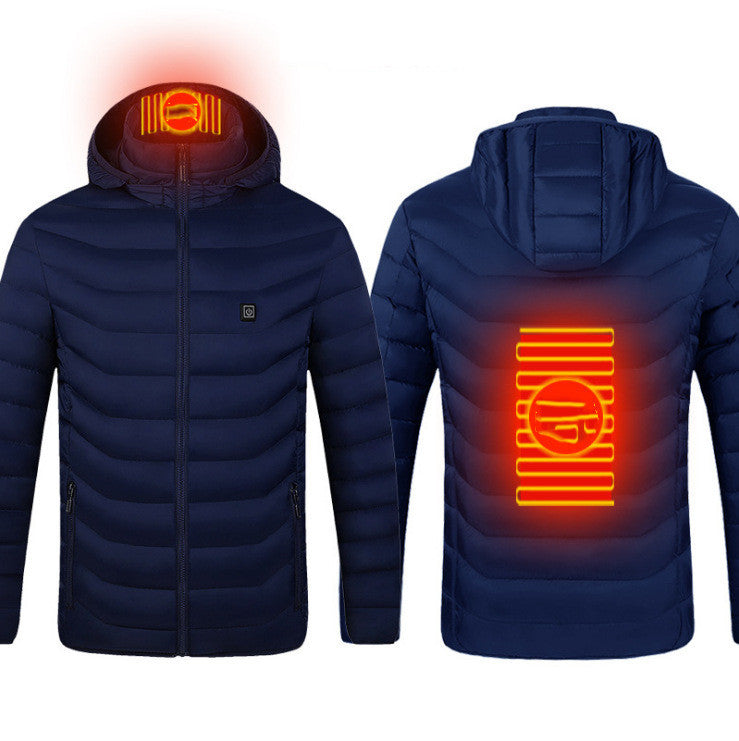 Chaqueta calefactable de invierno con conexión USB, abrigo de algodón eléctrico con cremallera, chaleco térmico para hombre