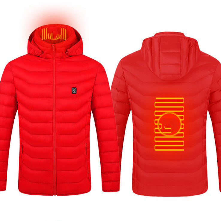 Chaqueta calefactable de invierno con conexión USB, abrigo de algodón eléctrico con cremallera, chaleco térmico para hombre