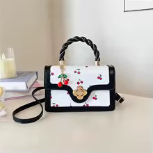 Luxury Square Shoulder Bag Sweet Crossbody Bag Fashion Cherry Print Top-Handle Women High Quality Sling Purse