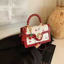 Luxury Square Shoulder Bag Sweet Crossbody Bag Fashion Cherry Print Top-Handle Women High Quality Sling Purse