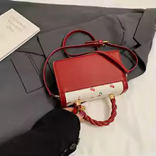 Luxury Square Shoulder Bag Sweet Crossbody Bag Fashion Cherry Print Top-Handle Women High Quality Sling Purse