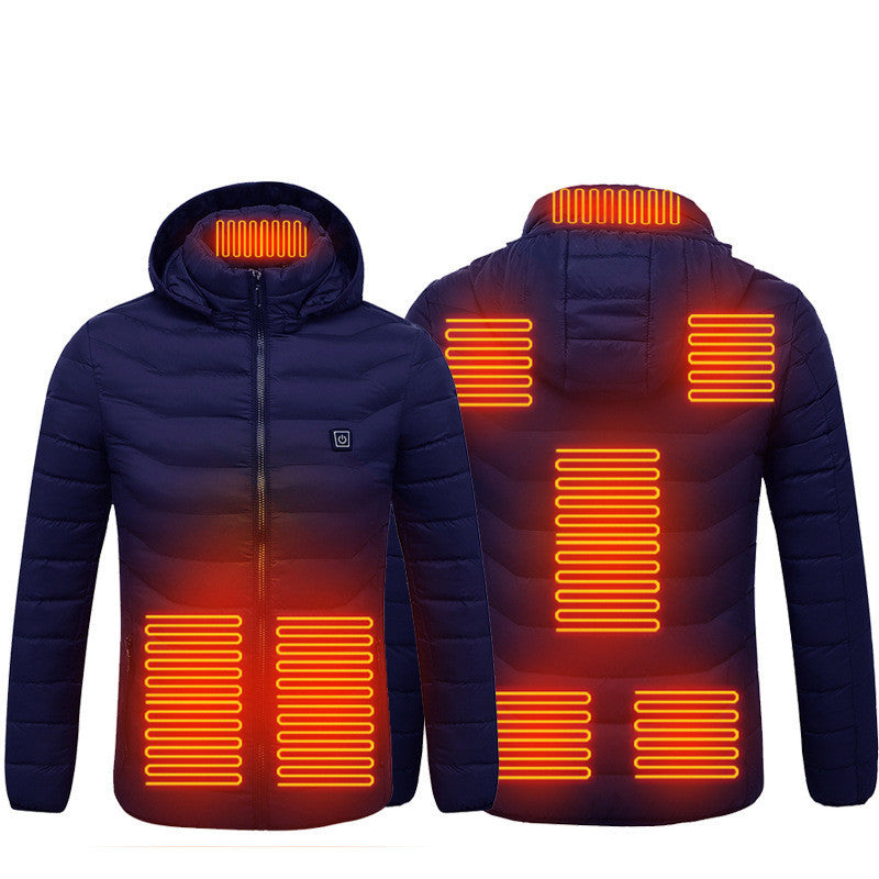 Chaqueta calefactable de invierno con conexión USB, abrigo de algodón eléctrico con cremallera, chaleco térmico para hombre
