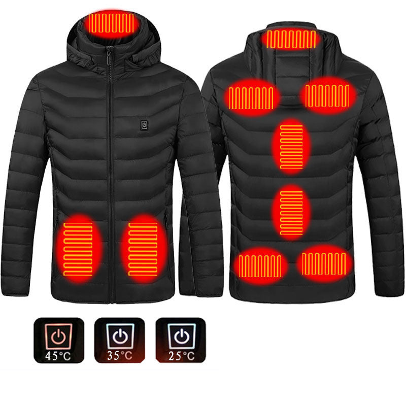 Chaqueta calefactable de invierno con conexión USB, abrigo de algodón eléctrico con cremallera, chaleco térmico para hombre